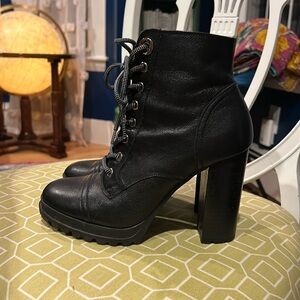 Aldo black boots 8.5 heels and laces
